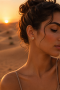 Boucles d'oreilles NADÈGE | Boucles d'oreilles éventail en zirconiums et acier inoxydable doré