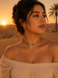 Collier « SALMA Bleu » | Collier trèfles bleus en acier inoxydable doré