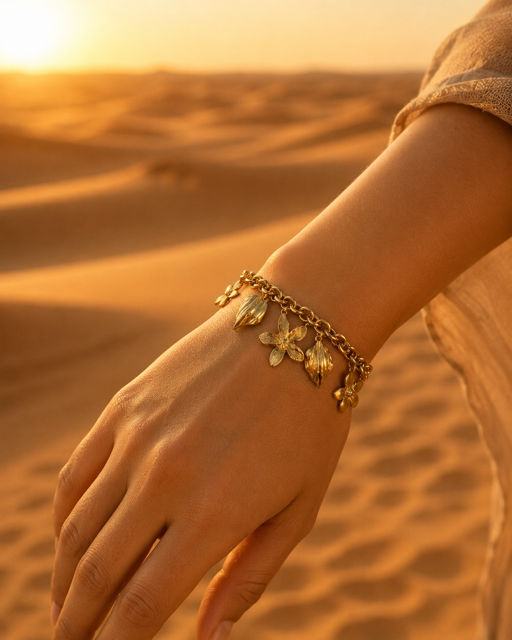 Bracelet MARGUERITE | Bracelet fleuri en acier inoxydable doré