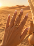 Bague LUCKYA | Bague double anneau dorée & zirconium