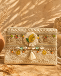 Sac ESMÉE Beige | Pochette bohème en jute et coton avec bandoulière