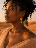 Boucles d'oreilles LILA | Boucles fleuries orange en acier inoxydable doré