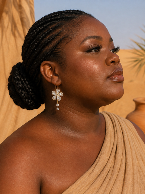 Boucles d’oreilles LILA Dorées | Boucles fleurs en acier inoxydable doré