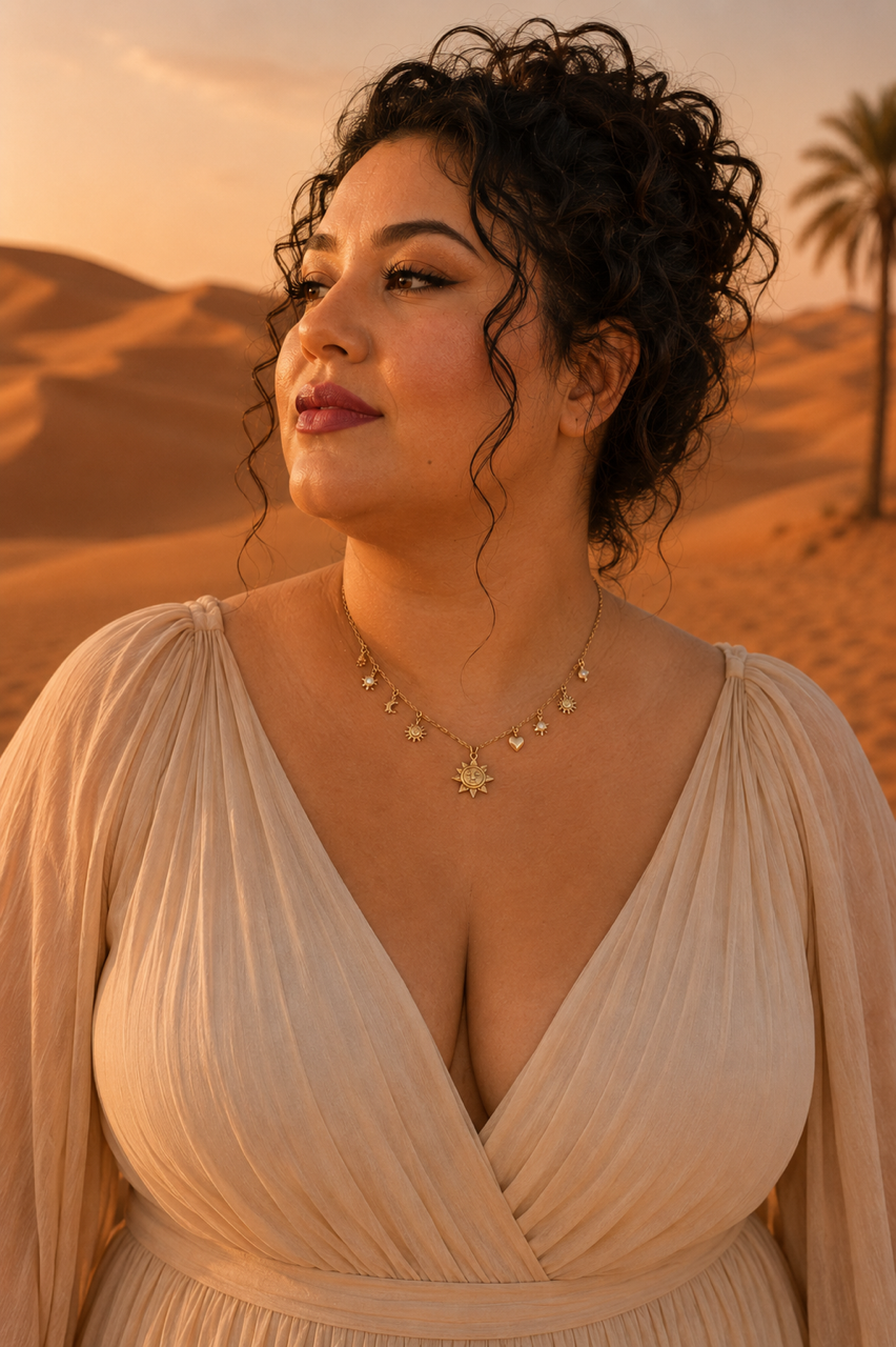 Collier « ASMA » | Collier soleil et breloques célestes en acier inoxydable doré