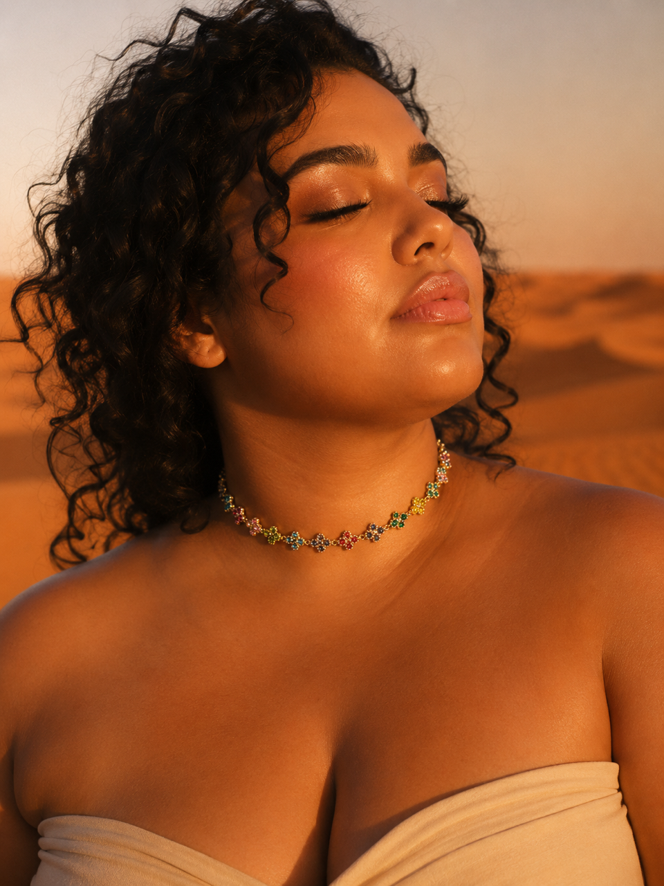 Collier SALMA Doré | Collier trèfle multicolore en acier inoxydable