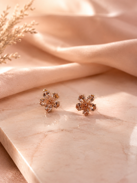 Boucles d’oreilles ELODIE roses | Élégance florale et éclat raffiné