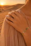Bracelet SALMA Vert | Bracelet trèfles verts en acier inoxydable doré