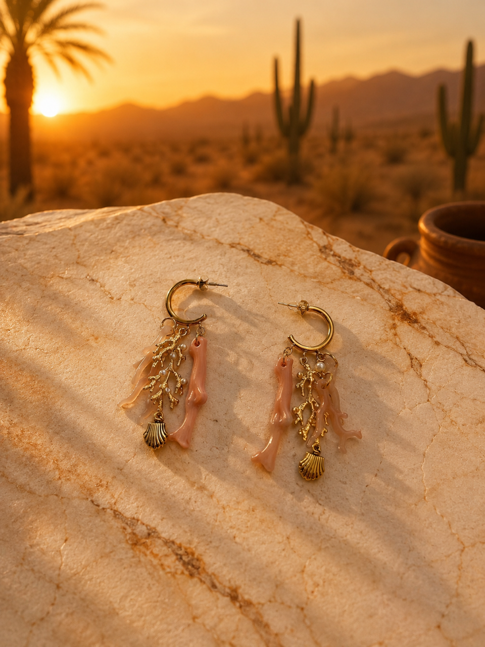 Boucles d’oreilles ODYSSEE ROSE | Élégance bohème et inspiration marine