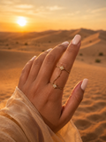 Bague LEYNA | Bague double doigt en acier inoxydable doré et zirconiums