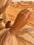 Bracelet ALMA Bleu | Bracelet trèfles bleus en acier inoxydable doré