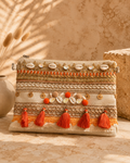 Sac ESMÉE Orange | Pochette bohème en jute et coton avec bandoulière