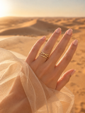 Bague MYA | Bague multi-rangs en zirconiums et acier inoxydable doré
