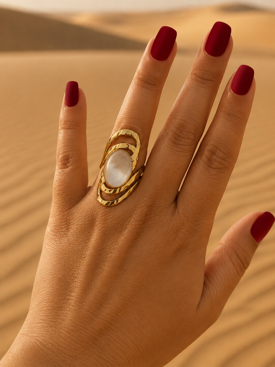 Bague CÉLESTINE | Bague dorée nacrée en acier inoxydable