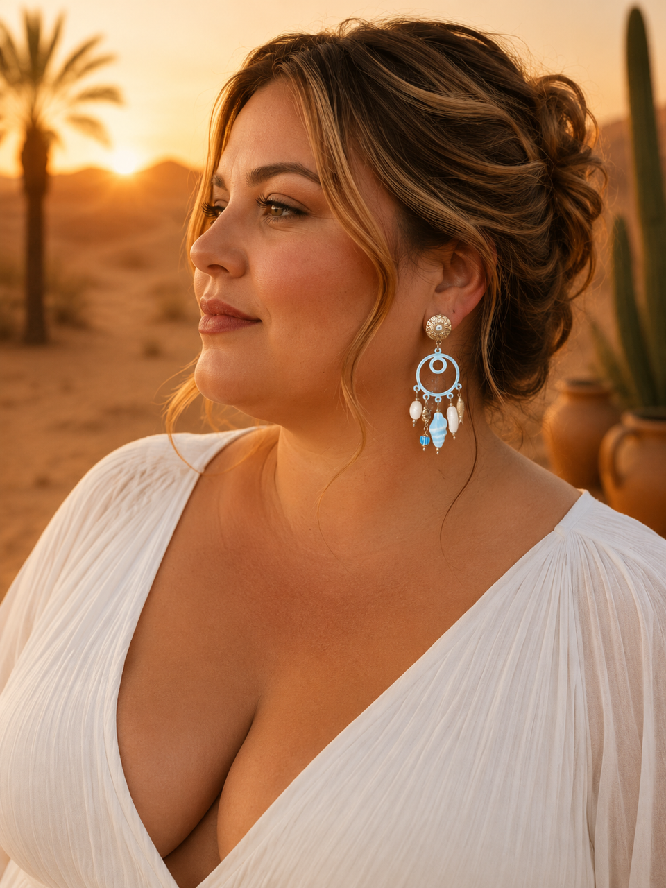 Boucles d’oreilles AMINATA turquoise | Élégance bohème et éclat solaire