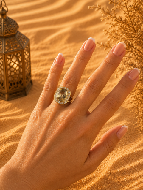 Bague MONTAIGNE | Bague en acier inoxydable doré & zirconiums