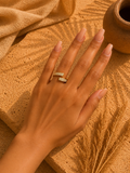 Bague NALI | Bague ouverte dorée en acier inoxydable & zirconium