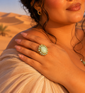 Bague « SAMEH » | Bague pierre verte lumineuse en acier inoxydable doré