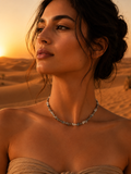 Collier SIRINE Noir | Collier en quartz fumé naturel et acier inoxydable doré