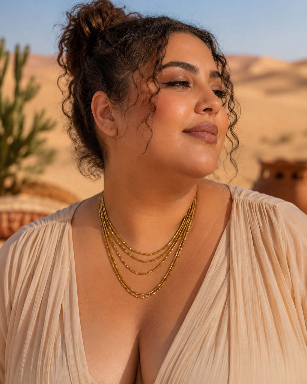 Collier SELYRA | Collier multi-rangs en acier inoxydable doré