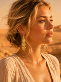 Boucles d'oreilles BIANCA | Boucles pendantes en acier inoxydable doré & zirconiums