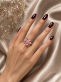 Bague ELODIE rose | Bague fleur scintillante en acier inoxydable