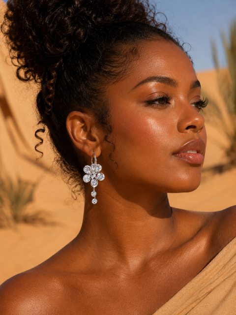 Boucles d’oreilles LILA Argentées | Fleurs lumineuses en acier inoxydable