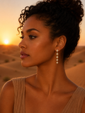 Boucles d'oreilles SALMA | Boucles pendantes trèfles en zirconium et acier inoxydable doré
