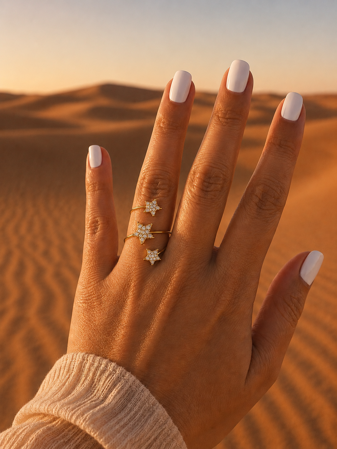 Bague “SAFIA Dorée” | Bague étoiles scintillantes en acier inoxydable doré