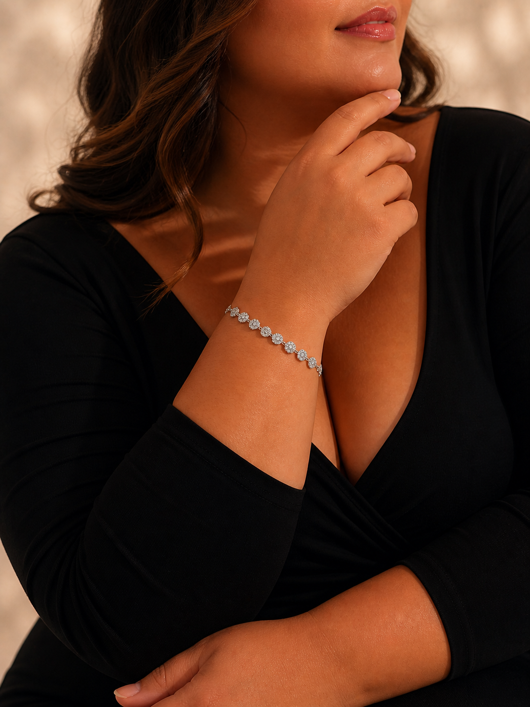 Bracelet Sanaa argenté Éclat Royal | Bracelet fleurs scintillantes