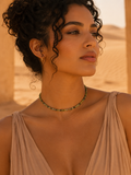 Collier “Sahéline Vert” | Ras de cou en perles naturelles et acier inoxydable