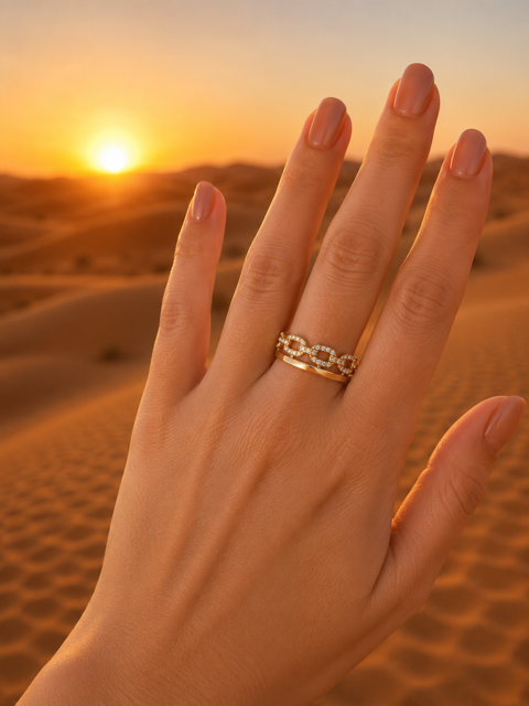 Bague MÉLANIE | Bague Maillons Entrelacés en Acier Inoxydable Doré