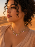 Collier « NAWEL » | Collier breloques bohèmes roses en acier inoxydable doré