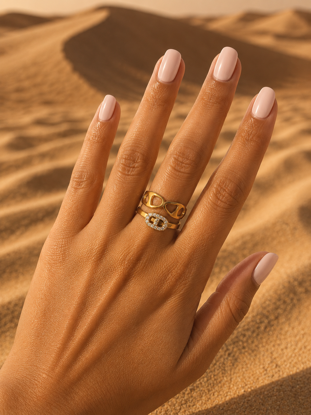 Bague LAURENCE | Bague maille marine ajustable en acier inoxydable doré