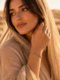 Bracelet ISABELLA | Bracelet trèfles et roses multicolores en acier inoxydable doré