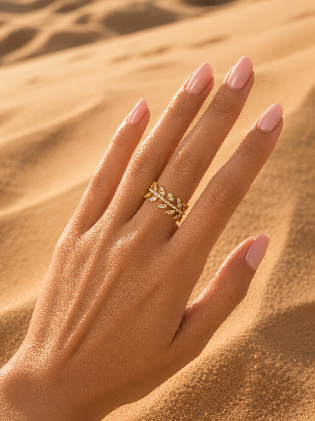Bague « CLÉOPÂTRE » | Bague feuille ajustable dorée en acier inoxydable