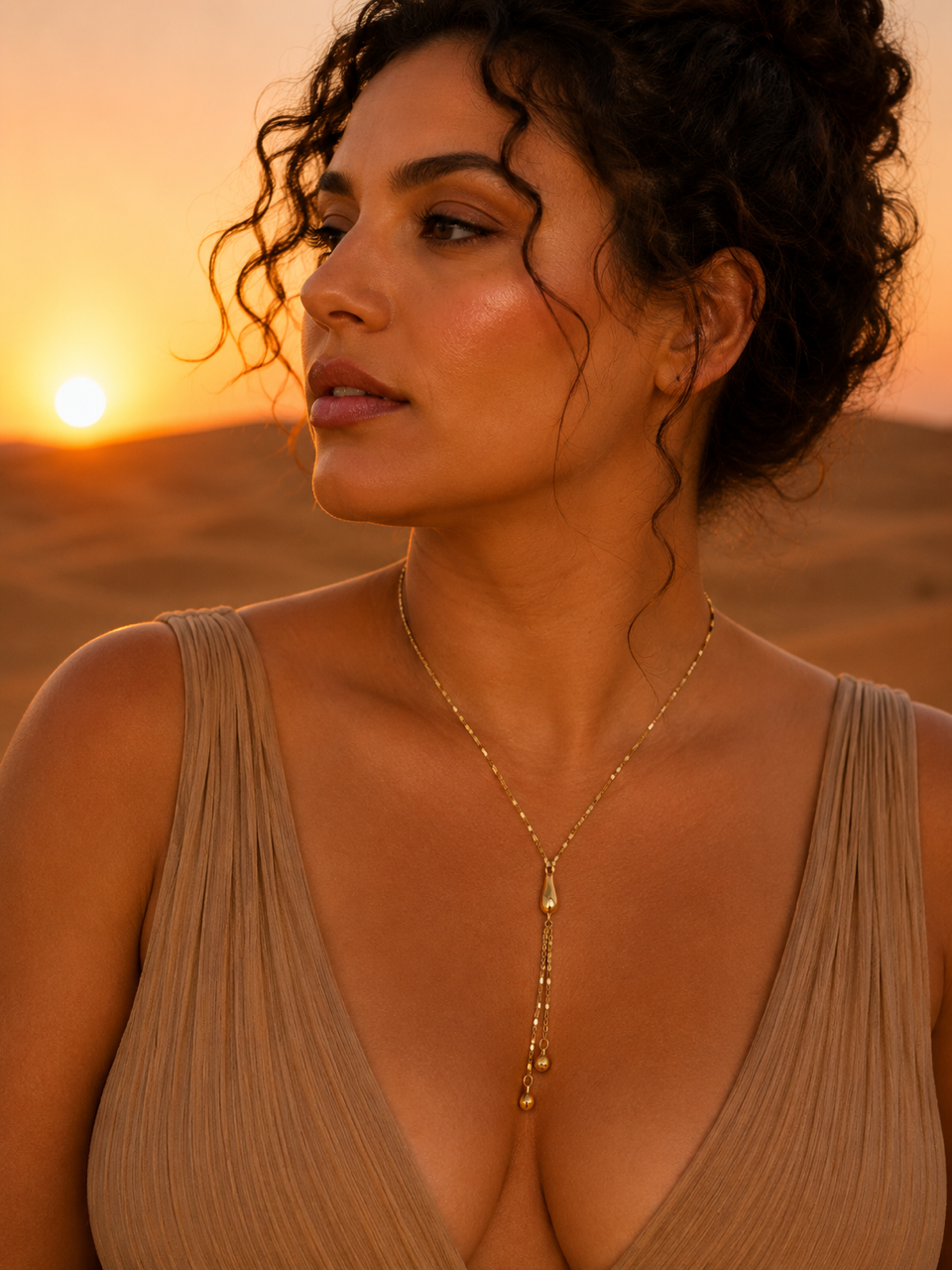 Collier FATIMA | Collier goutte et pampilles en acier inoxydable doré