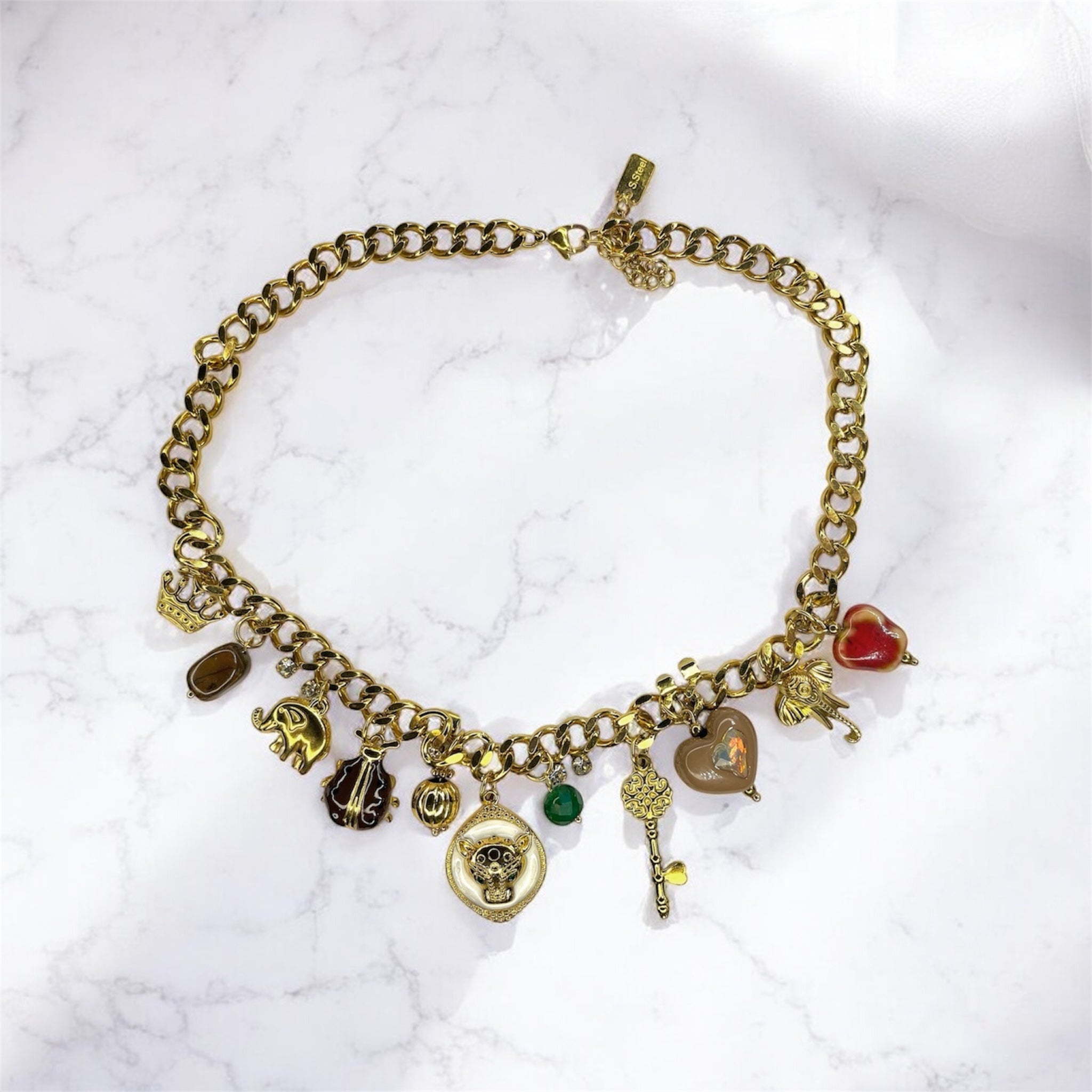 Collier charms doré “Trésor Secret” | Bijou femme en acier inoxydable