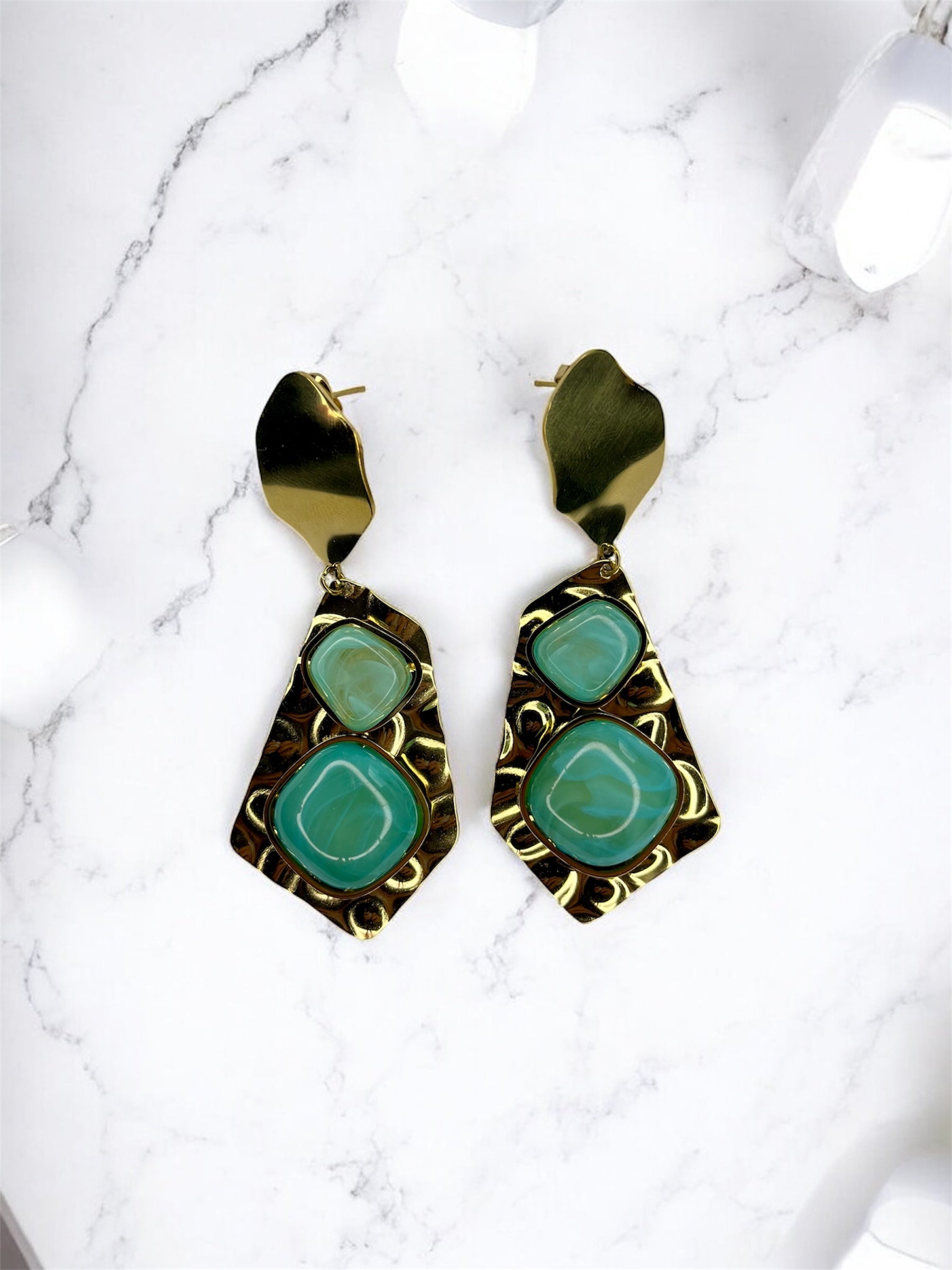 Boucles d’oreilles turquoise doré femme “Ocean Chic”