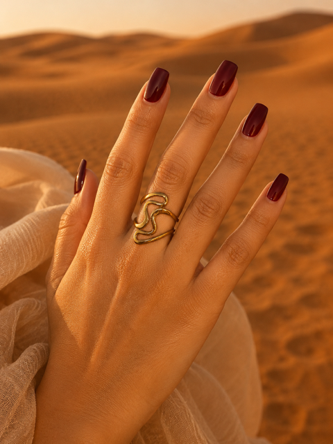 Bague “JADE” | Bague artistique dorée en acier inoxydable