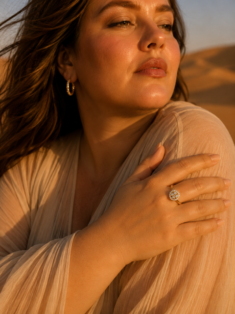 Bague “INES” Dorée | Bague anti-stress tournante en acier inoxydable et zirconiums