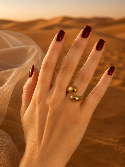 Bague “MARTINE” | Bague ouverte dorée en acier inoxydable